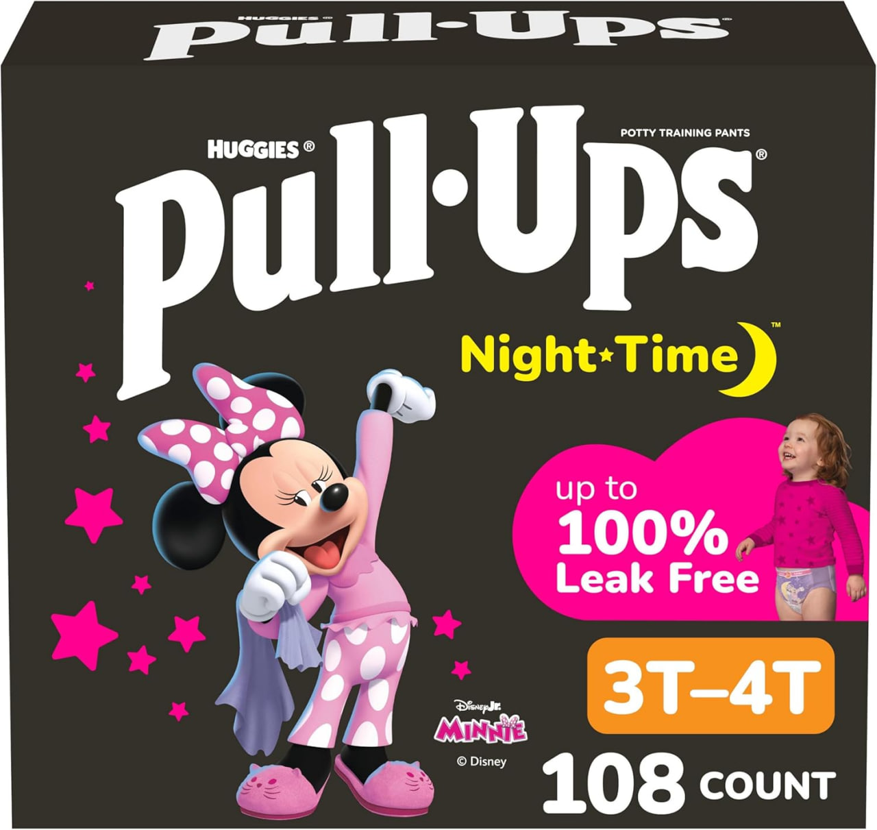Pull-Ups 女童夜间如厕训练裤，3T-4T 码（32-40 磅），108 片装